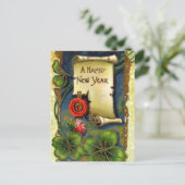 Neues Jahr mit vierblättriges Kleeblatt Feiertagspostkarte (Stehend Vorderseite)