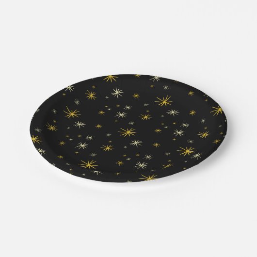 Neues Jahr Moderne Gold Sternexplosionen Muster St Pappteller (Schrägansicht)