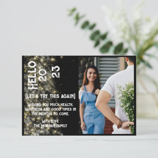 Neues Jahr Modernes Foto für Individuelle Ferien Dankeskarte (Stehend Vorderseite)