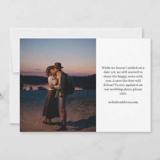 Neues Jahr Neue Abenteuer Big Foto Verlobung Einladung (Rückseite)