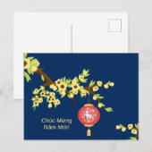 Neues Jahr OX Hoa Mai Blüten Postkarte (Vorne/Hinten)