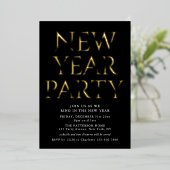 Neues Jahr Party Einfache Minimalistische Goldene  Folieneinladung (Stehend vorne)