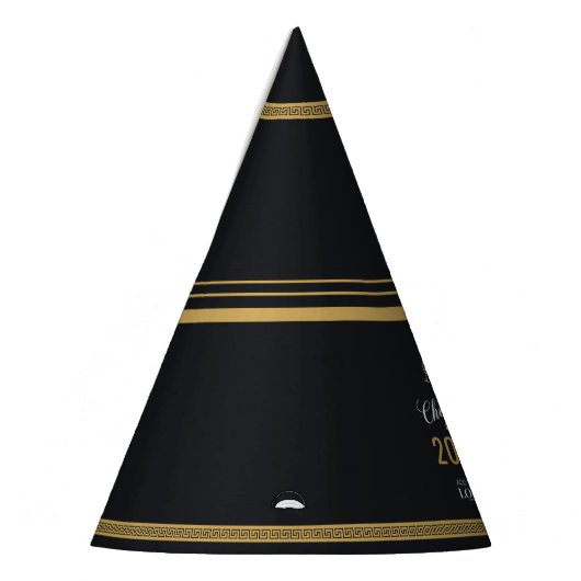 Neues Jahr Schwarz & Gold - Moderner griechischer Partyhütchen (Links)