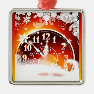 Neues Jahr-Uhr Ornament Aus Metall