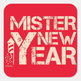 NEUES JAHR VERMISTERN QUADRATISCHER AUFKLEBER
