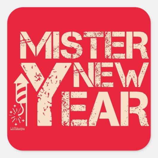 NEUES JAHR VERMISTERN QUADRATISCHER AUFKLEBER (Vorderseite)