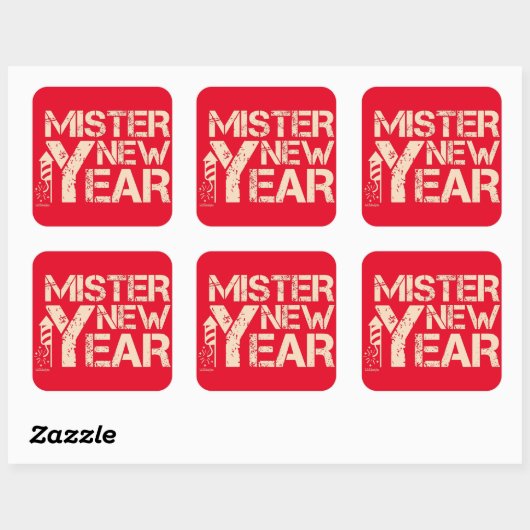 NEUES JAHR VERMISTERN QUADRATISCHER AUFKLEBER (Blatt)