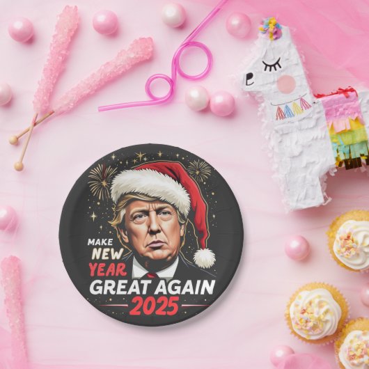 Neues Jahr wieder großartig 2025 Trump am Neuen Ab Pappteller (Party)