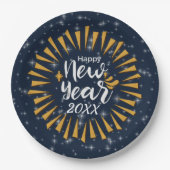 Neues Jahr zum Glück mit Sternen 20xx 9" Pappteller (Vorderseite)