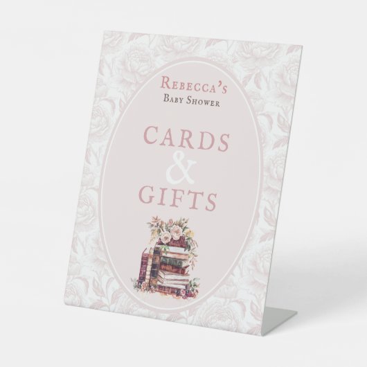 Neues Kapitel Alte Bücher Babyduschkarten & Gesche Sockelschild (Vorderseite)