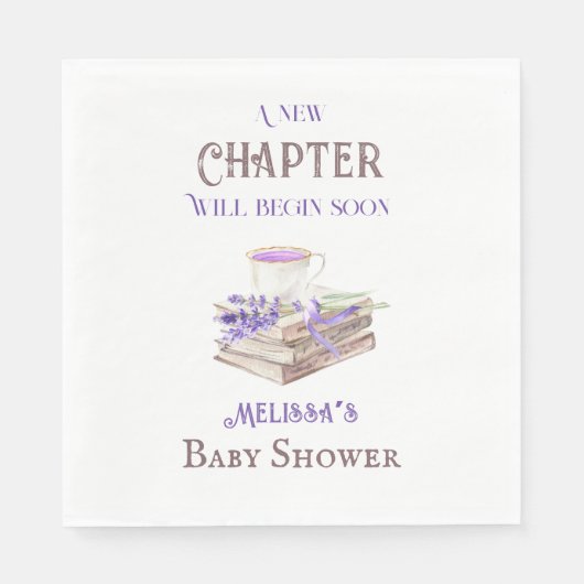 Neues Kapitel Anfängt Lavendel Brunch Babydusche Serviette (Vorderseite)