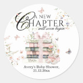 Neues Kapitel Anfängt Wildblume Babymädchen Dusche Runder Aufkleber (Vorderseite)