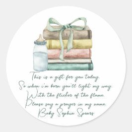 Neues Kapitel Babydusche - Gebetskandaletikett Runder Aufkleber