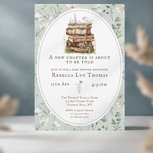 Neues Kapitel Babydusche Wasserfarbe, Wildblume Einladung