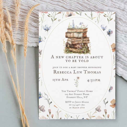 Neues Kapitel Babydusche Wasserfarbe, Wildblume Einladung