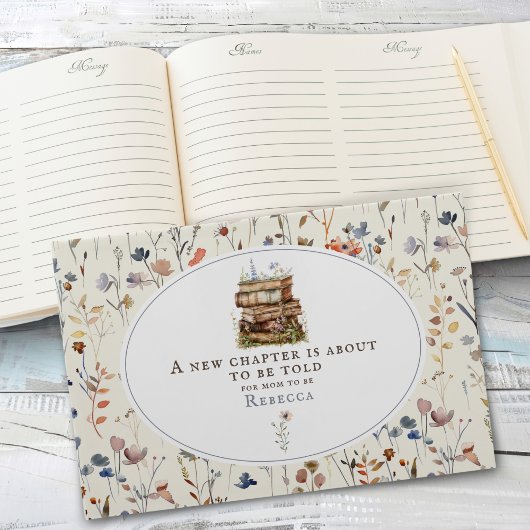 Neues Kapitel Babydusche Wasserfarbe, Wildblume Gästebuch