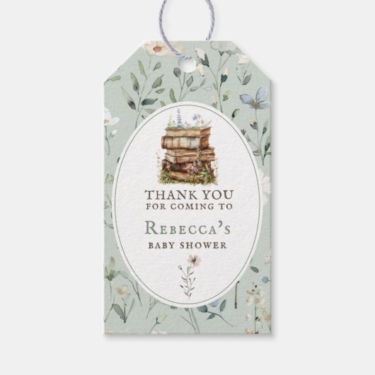 Neues Kapitel Babydusche Wasserfarbe, Wildblume Geschenkanhänger (Vorderseite)