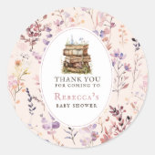 Neues Kapitel Babydusche Wasserfarbe, Wildblume Runder Aufkleber (Vorderseite)