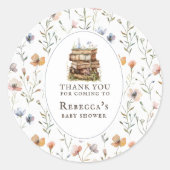 Neues Kapitel Babydusche Wasserfarbe, Wildblume Runder Aufkleber (Vorderseite)