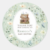 Neues Kapitel Babydusche Wasserfarbe, Wildblume Runder Aufkleber (Vorderseite)