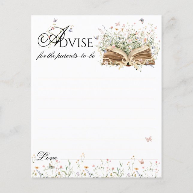 Neues Kapitel Beginnen Baby Shower Advice Game (Vorderseite)