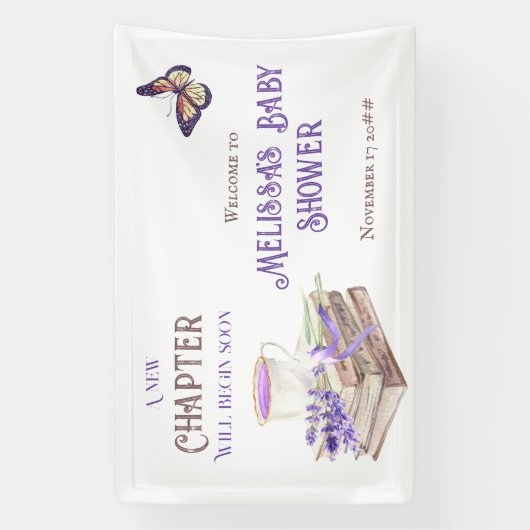 Neues Kapitel Beginnt bald Lavendel Bücher Kinderd Banner (Vertikal)