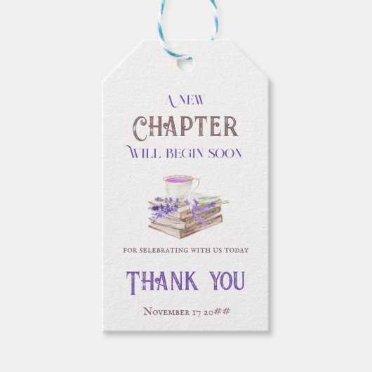 Neues Kapitel Beginnt bald Lavendel Bücher Kinderd Geschenkanhänger (Vorderseite)