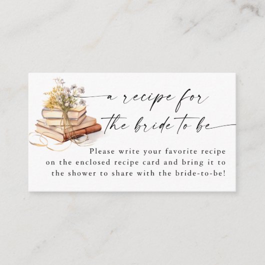 Neues Kapitel Beginnt Brautparty-Rezept Anfrage Begleitkarte (Vorderseite)
