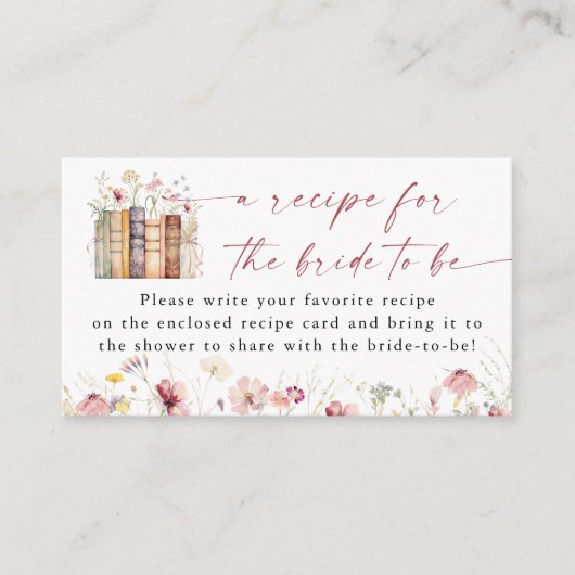 Neues Kapitel Beginnt Brautparty-Rezept Anfrage Begleitkarte (Vorderseite)