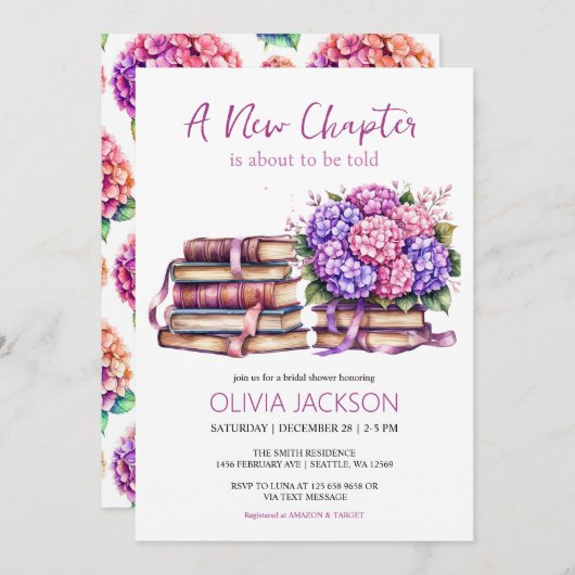 Neues Kapitel beginnt Bridal Dusche Einladung (Vorne/Hinten)