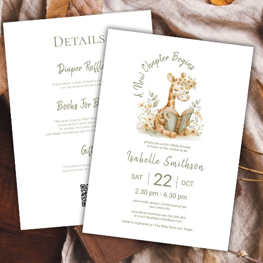 Neues Kapitel beginnt Buch Baby Shower QR Code Einladung