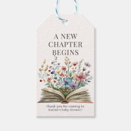 Neues Kapitel beginnt Buch Babydusche Geschenketik Geschenkanhänger
