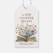 Neues Kapitel beginnt Buch Babydusche Geschenketik Geschenkanhänger (Rückseite)