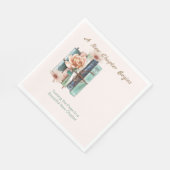 Neues Kapitel Beginnt Buchstapel Floral Serviette (Ecke)
