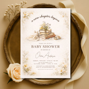Neues Kapitel Beginnt Florale Babyparty Einladung