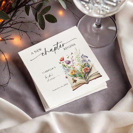 Neues Kapitel beginnt Florales Buch Brautdusche Serviette