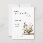 Neues Kapitel beginnt Florales Buch Brautparty Dankeskarte (Vorderseite)