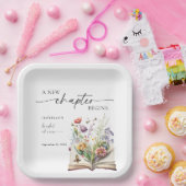Neues Kapitel beginnt Florales Buch Junggesellinne Pappteller (Party)