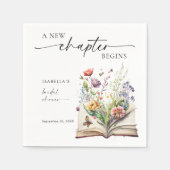 Neues Kapitel beginnt Florales Buch Junggesellinne Serviette (Vorderseite)