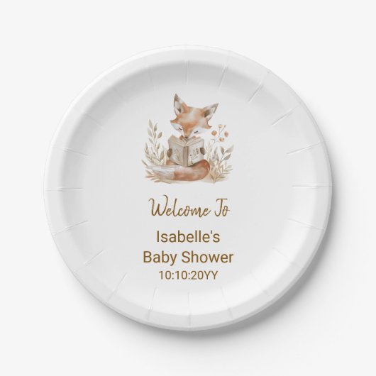 Neues Kapitel beginnt Fox Storybook Kinderdusche Pappteller (Vorderseite)