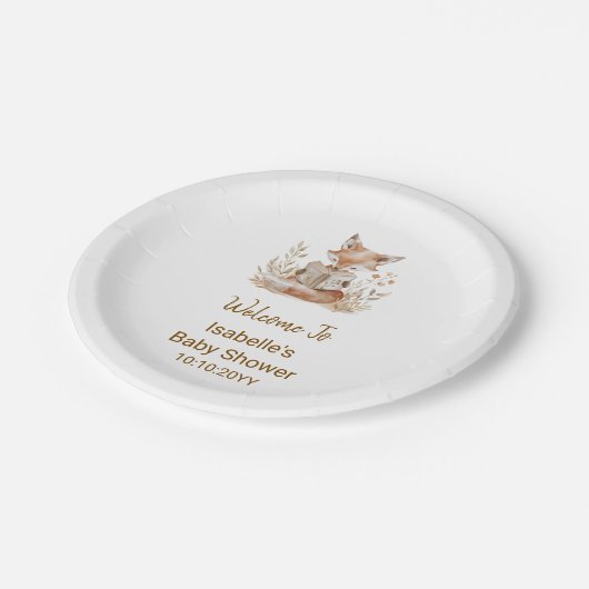 Neues Kapitel beginnt Fox Storybook Kinderdusche Pappteller (Schrägansicht)