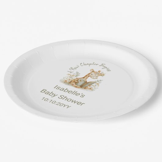 Neues Kapitel beginnt Giraffe Storybook Kinderdusc Pappteller (Schrägansicht)