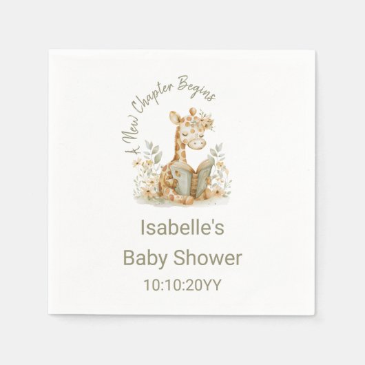 Neues Kapitel beginnt Giraffe Storybook Kinderdusc Serviette (Vorderseite)