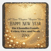 Neues Kapitel Beginnt Jetzt Mitternacht Gold Faux  Quadratischer Aufkleber (Vorderseite)