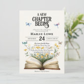 Neues Kapitel Beginnt Kinderdusche Vintage Wildblu Einladung (Stehend Vorderseite)