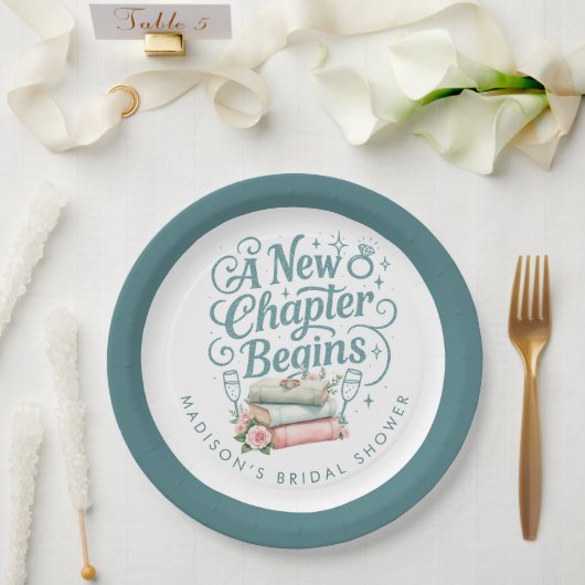 Neues Kapitel beginnt mit dem Brautparty Aquamarin Pappteller (Hochzeit)