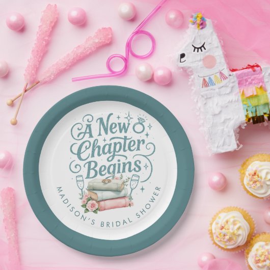 Neues Kapitel beginnt mit dem Brautparty Aquamarin Pappteller (Party)