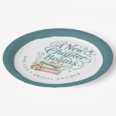 Neues Kapitel beginnt mit dem Brautparty Aquamarin Pappteller (Schrägansicht)