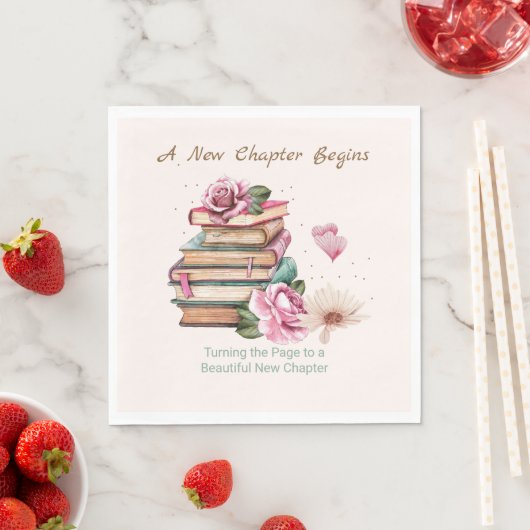 Neues Kapitel Beginnt Romantisches Buch Thema Flor Serviette (Beispiel)
