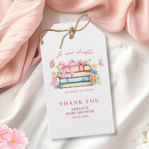 Neues Kapitel beginnt Vintage rosa Baby Shower Ges Geschenkanhänger